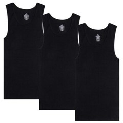 Men Tank Top 100% Cotton Ribbed Black A-Shirt Wife Beater Undershirts Size:S-4XL