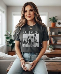 Custom Pet Portrait Comfort Tee Personalized Dog Cat Photo Shirt Gift Idea