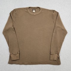Double RL Shirt Mens XL Brown RRL Ralph Lauren Thermal Waffle Knit Long Sleeve