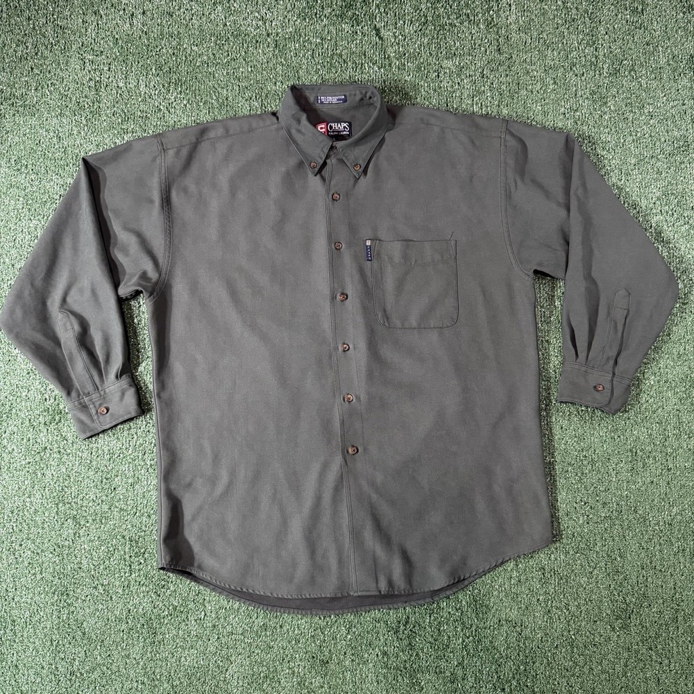 Vtg Chaps Ralph Lauren Men’s Size Large Green Long Sleeve Button Up Shirt Y2K