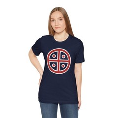 Red & White Solar Cross T-Shirt | Ancient Sun Symbol Graphic Tee Shirt