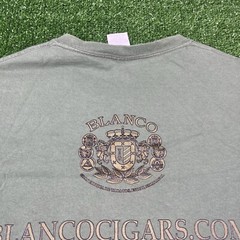 Y2K Blanco Cigars Tobacco 2000s Promo Tee Olive Green Shirt Men’s XL 24×29 -READ