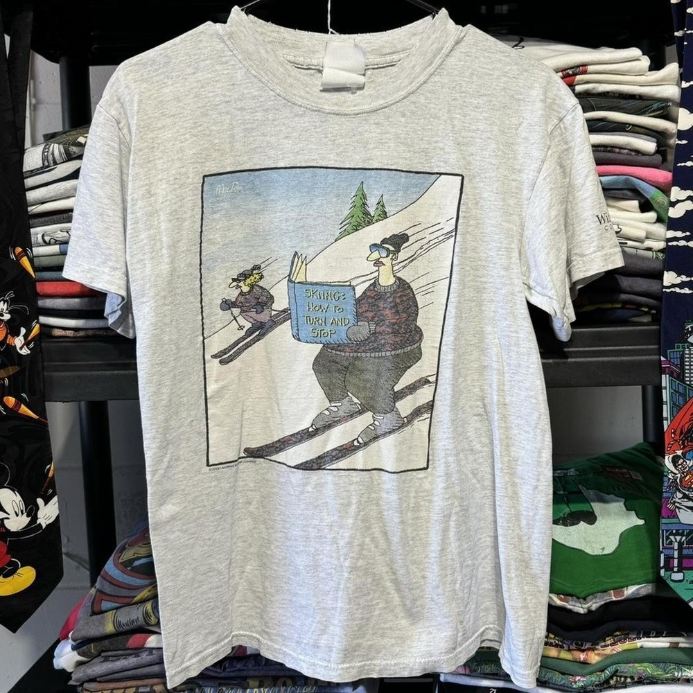 Winter Park Colorado Skiing How To Turn And Stop Men’s T-Shirt Size XL Grey 2000