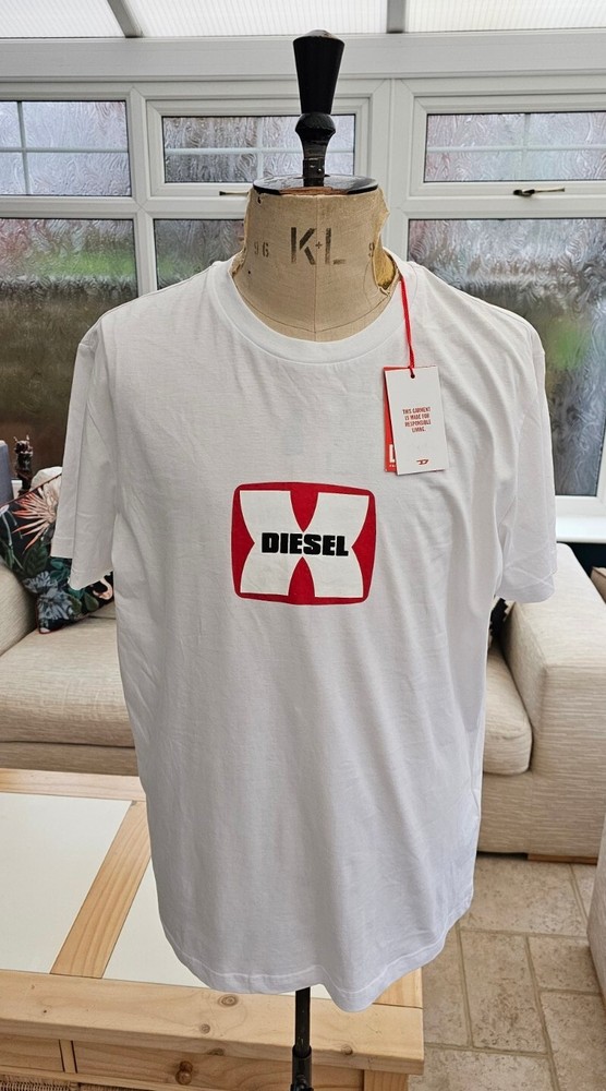 Diesel T-Diegor K47 T-Shirt Men’s 2XL White Regular Fit BNWT Graphic