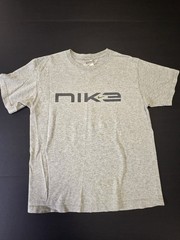 Vintage Nike Gray Spellout Logo T-Shirt Made in USA Mens Medium Y2K Graphic Tee