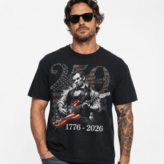 Abraham Lincoln Guitar T-Shirt USA 250th Anniversary Patriotic 4th of July