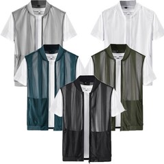 Mens Cardigan Wear Vests Outing Tank Top Racing Mesh Athletic Sleeveless Daily