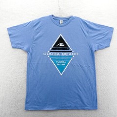 Cocoa Beach Shirt Mens Large Blue Florida Nature Travel Beach Palm Tultex New