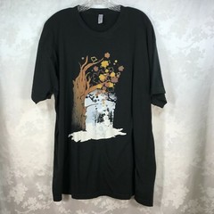 Mens 3X Black T-Shirt American Apparel Fall /Winter Scene Made in USA! Good Cond
