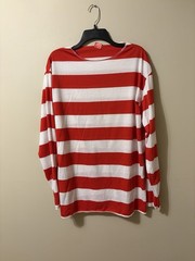 Where’s Waldo Men’s Red And White Striped Long Sleeve T Shirt Size L/XL