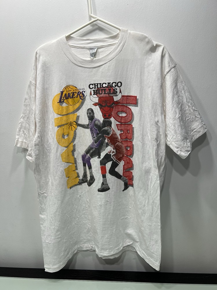 Vintage Michael Jordan Magic Johnson Lakers Vs Bulls T Shirt Mens Sz XL