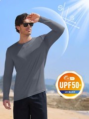 Mens UV Protection UPF 50+ Shirts Long Sleeve Sport Casual Workout Beach T-Shirt