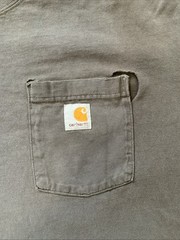 Sun Faded Distressed Carhartt K87-DKB Pocket T-shirt Workwear Size XL