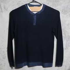 Cotton Citizen Shirt Mens XL Navy Blue Henley Long Sleeve Supima Modal USA Made