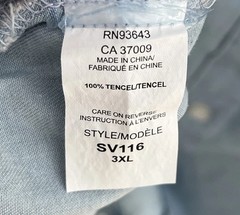 New W/ Tags Silverts Adaptive Clothing Denim Shirt Sz 3XL Open Back Easy On