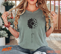 Unisex Sunflower Heart Love T shirt Men T shirt Women valanity day Romantic