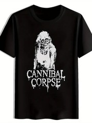 Men’S “Cannibal Corpse” Skull Graphic T-Shirt – Black Casual Summer Tee with Dis