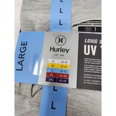 Hurley Mens UV Long Sleeve Tee Shirt Grey Poly Blend Athletic Workout Size Large