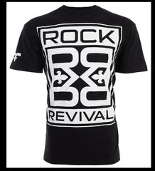 ROCK REVIVAL JEANS Black FARROW Regular Fit Short Sleeve Graphic T-shirt NWT