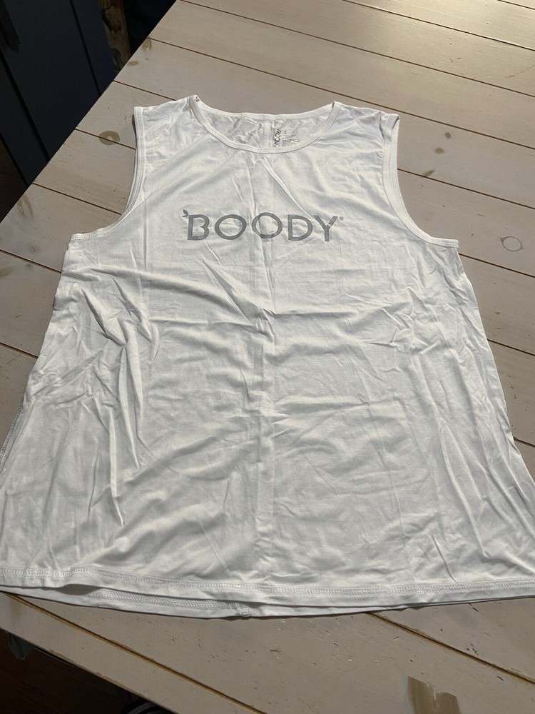Mens Boody Tank Top Shirt Organic Eco Bamboo White Size Small Workout Exercise