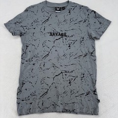 WXYZ HFGC0 Mens Savage Graphic T-Shirt Grey Black Marble Crackle Print Small