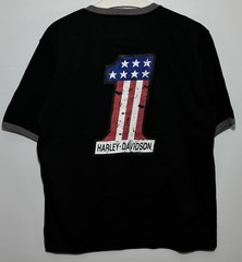 Harley-Davidson Men’s T-Shirt L Black Graphic Logo Contrasting Trim USA Flag #1