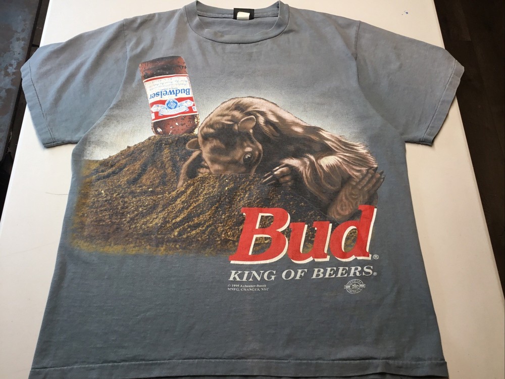 Vintage 90s Budweiser Anteater Anthill Double Sided T-Shirt T-Shirt XL Bud Beer