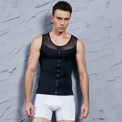 Men Compression Slimming Body Shaper Vest Sleeveless Zipper Undershirt Tank Top