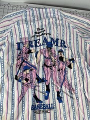 Vtg 90s Nite Dreamr Baseball Sleep Shirt Striped Pink Blue Graphic Oversized 80s