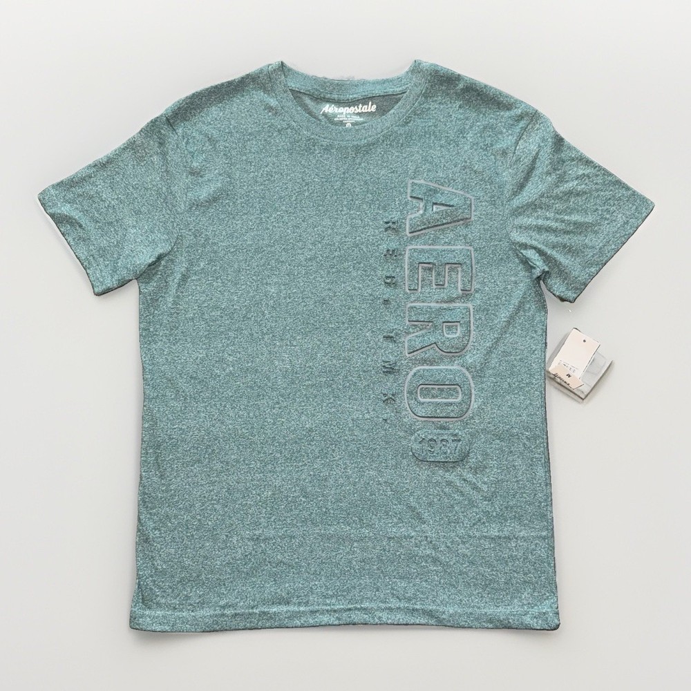 Aeropostale Men’s Medium Raised Logo T-shirt Sagebrush Green Marled
