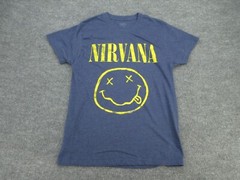 Nirvana Shirt Mens Medium Blue Crew Neck Logo Short Sleeve Logo Tee Adult M