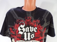Vintage WWE SAVE US Y2J T Shirt Mens L Black w/Red Dragons & Chains Cotton G25