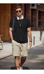 Men’s T-Shirt Short Sleeve Casual Solid Color Crew Neck Slim T-Shirt 100% Cotton