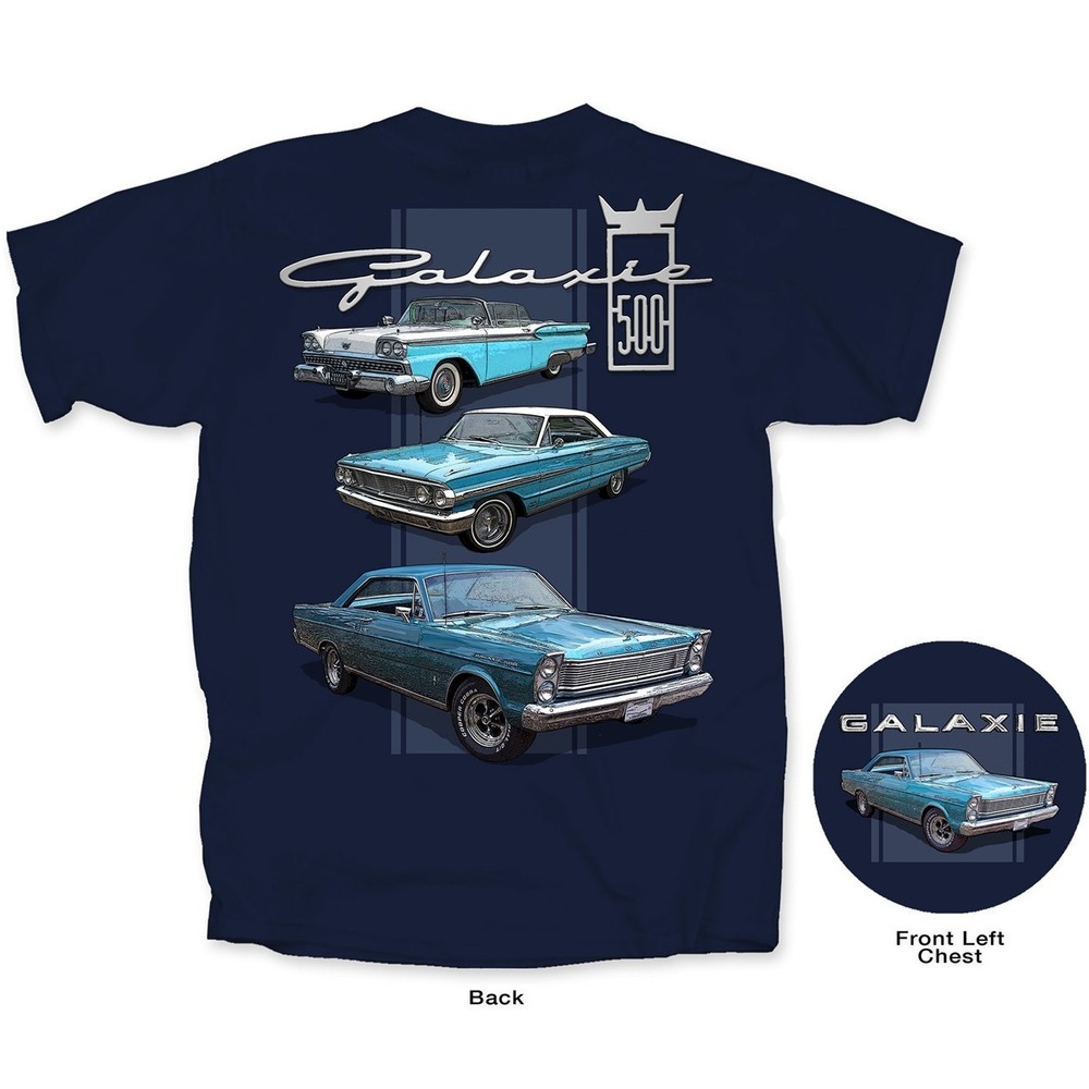 Joe Blow T’s Ford Galaxie Mens Blue T-Shirt 1959 Fairlane 500 Skyliner 1964 1965