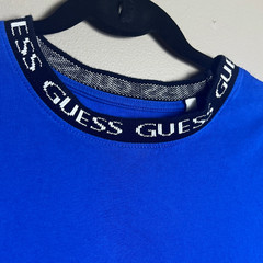 Guess Los Angeles Logo Collar T-Shirt Blue Streetwear Medium
