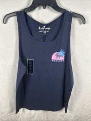 Chubbies Palm Wave Sunset Tank Top Navy Size Small S Graphic Summer Shirt NWT