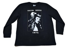 David Bowie Mens Black & White Santa Monica 1972 Long-Sleeve Shirt New 2XL