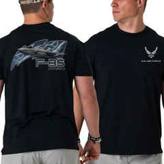 U.S. Air Force T-shirt, 2 Sides F-35 Lightning II Fighter Jet Graphic