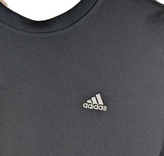 ADIDAS Mens Climalite Shirt Black size Medium 3 White Stripes Back