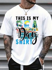 Men’s Trendy Letter Print Graphic T-Shirt Casual Streetwear Crew Neck Tee