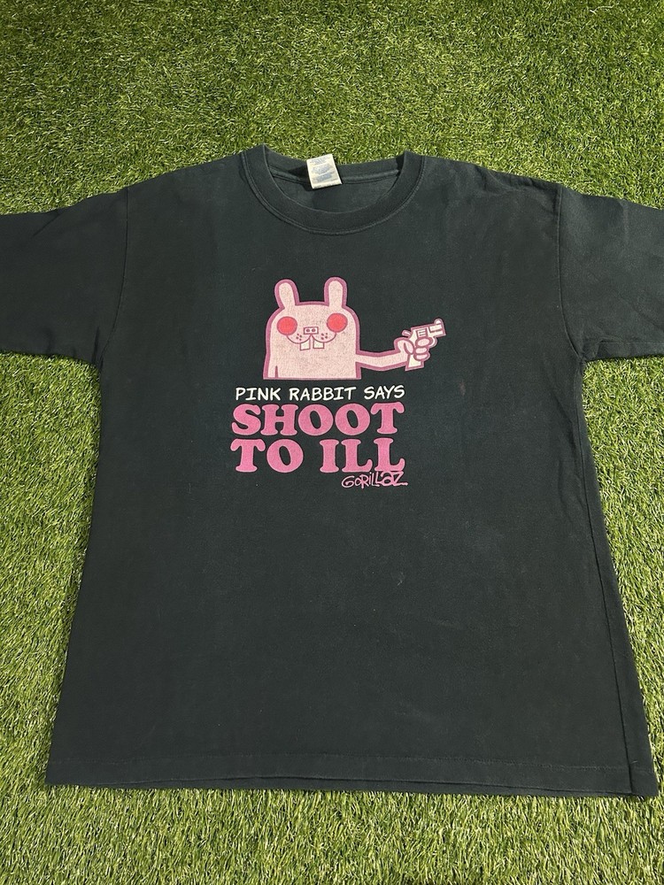 Vintage Gorillaz Pink Rabbit Says Shoot To Ill T-Shirt Sz M Phase 1 Rare Y2K
