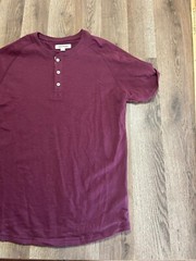 Goodthreads Shirt, Men’s Size Medium, Maroon, Short Sleeve, Quarter Buttons