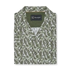 KAM Short Sleeve Mini Leaf Hawaiin Shirt For Men in Sage, 2XL-8XL