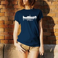 Cheyenne Wyoming Skyline – State City Classic Sports Team T Shirt – Navy