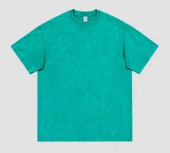 Unisex Acid Wash Faded Heavyweight O-neck Tshirt Pink Purple Blue Green