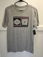 Hurley T-shirt Mens Small Gray Short Sleeve Surfing Skateboarding Tee Logo New