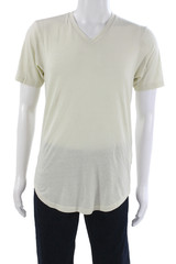 Goodlife Mens Basic V-Neck Ivory T-Shirt Short Sleeve Size M