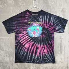 Pink Dolphin Mens XXL Tie Dye Graphic T-Shirt Black Purple Spiral Streetwear
