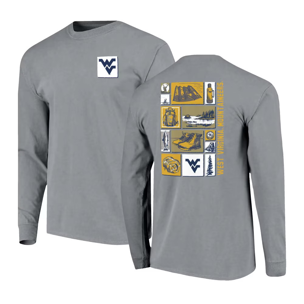 WVU Nature Outdoors Granite Comfort Colors Long Sleeve Tee