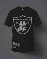 Raiders Raider Nation Skull T-Shirt Black & Silver (New) Oakland Edition